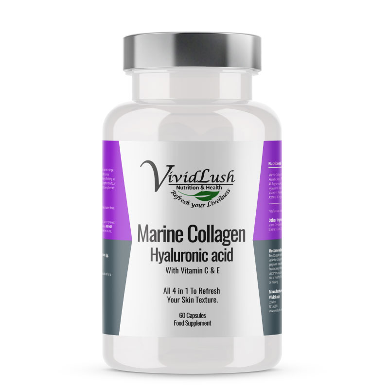 Marine Collagen Hyaluronic Acid - Vividlush Vitamin C & E 350mg 60 tabs
