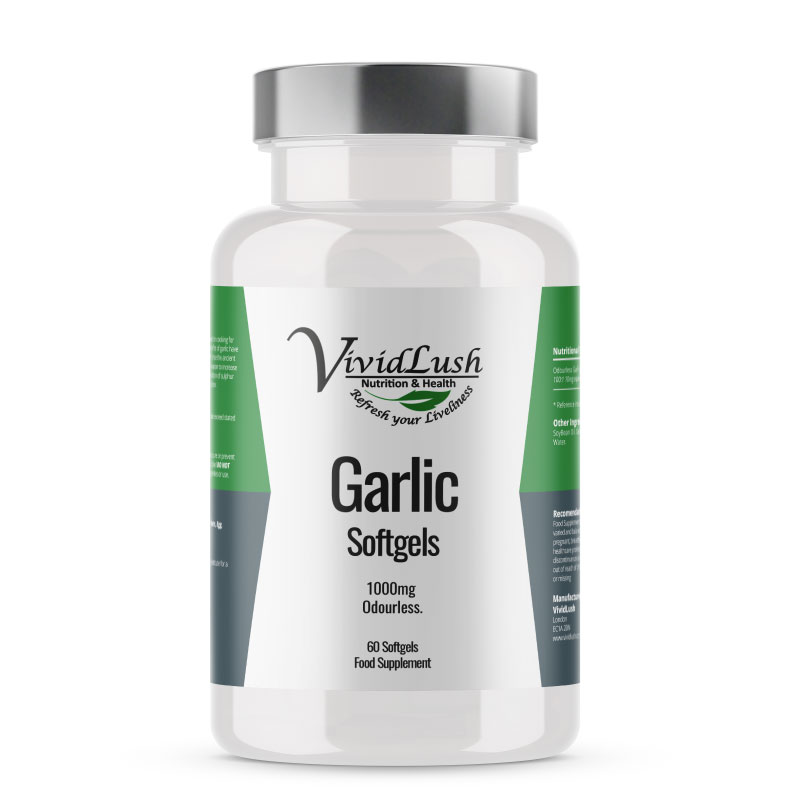Garlic Soft gel Odourless - VividLush Heart Nutritional supplement 1000mg