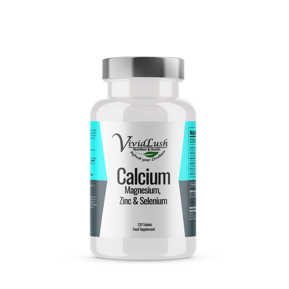 Calcium, Magnesium, Zinc & Selenium - Vividlush 120 Tablets Minerals